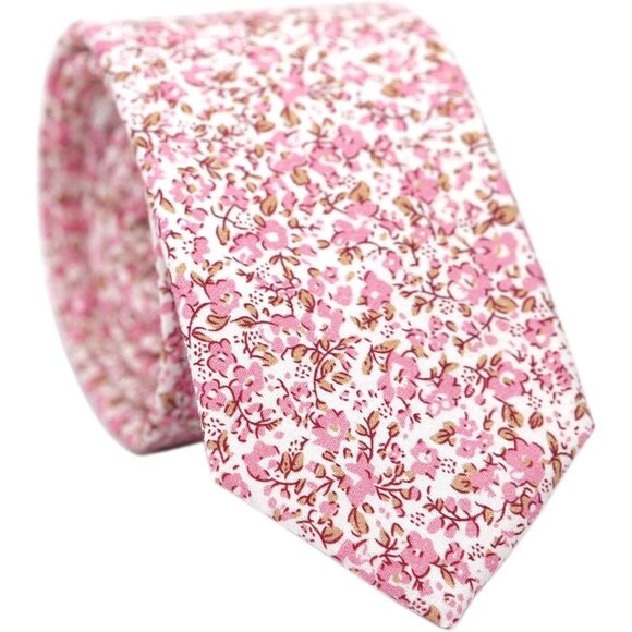 Other - Floral Skinny Tie for Men Pink Daisy